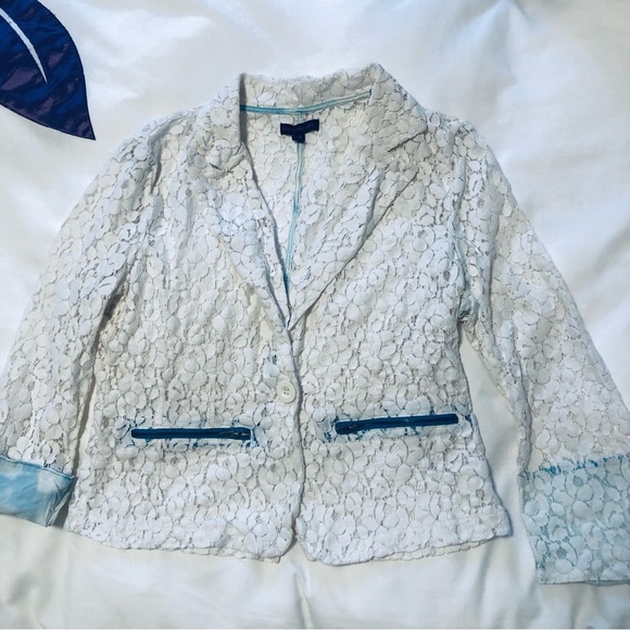 💜3/$30 Material Girl Junior Large White Lace Blazer Jacket - Picture 15 of 15